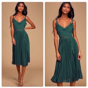 Lulus Never a Dull Moment green midi dress